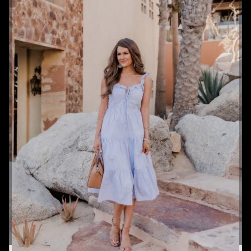 Pink Lily Light Blue Midi Dress Size L Used Excekent Condition